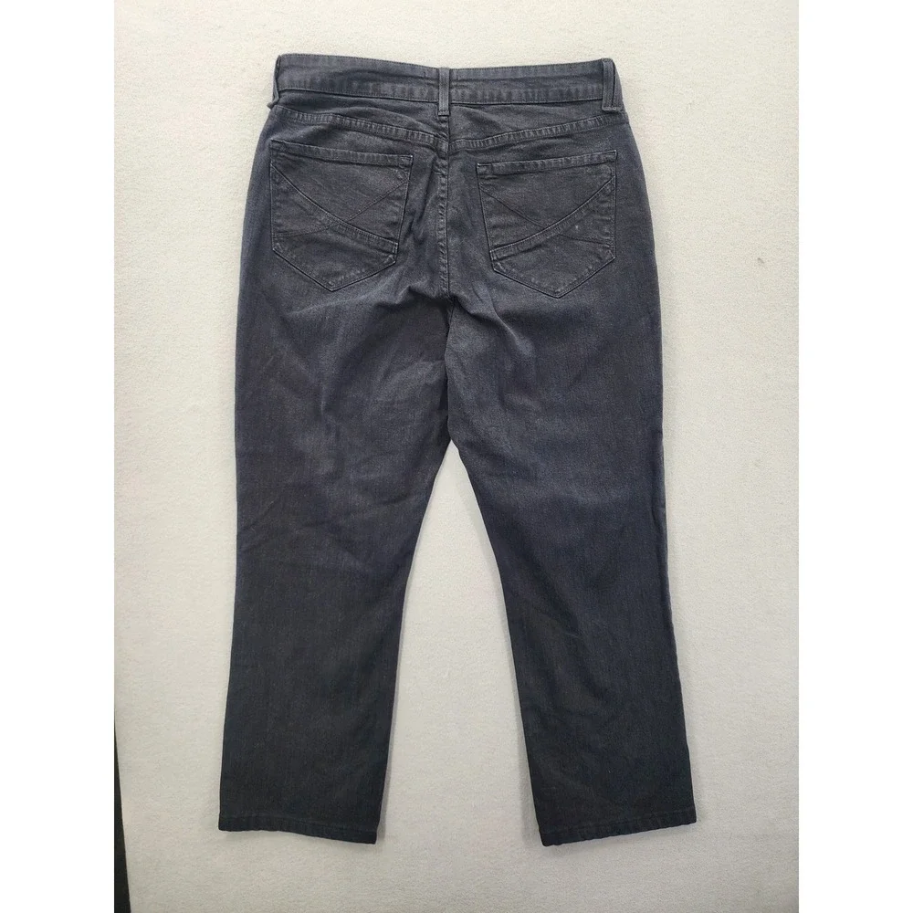 NYDJ Marilyn Straight‎ Leg Jeans Black Faded Stretch Denim Women's Size 14 Pants